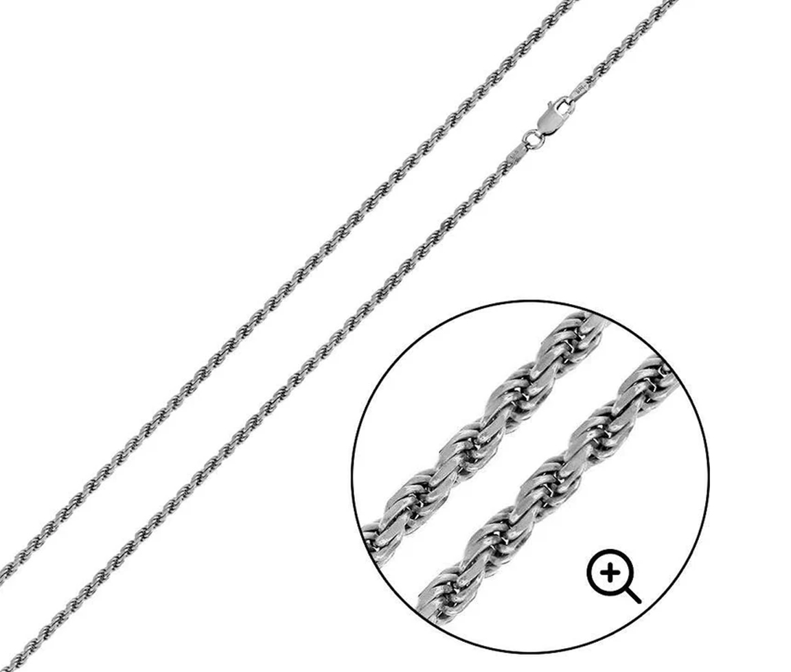 BRACELET EN ARGENT RHODIÉ À MAILLE TORSADE - SP CH188RH8 - BIJOUX D'IMPORTATION