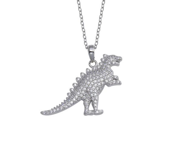 COLLIER T-REX EN ARGENT RHODIÉ SERTI DE CUBIQUES ZIRCONIAS - SP STP01806 - BIJOUX D'IMPORTATION