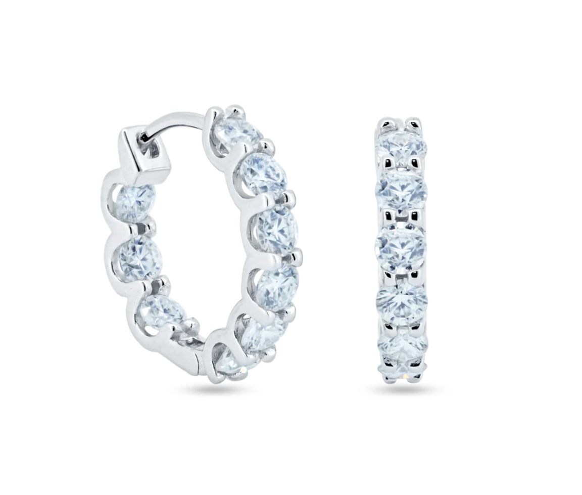 BOUCLESHUGGIES EN ARGENT RHODIÉ SERTIES DE MOISSANITES - SP MGME00007 - BIJOUX D'IMPORTATION
