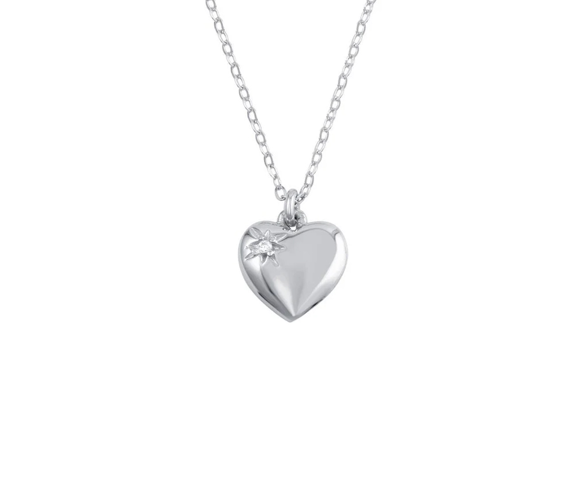 PENDENTIF COEUR EN ARGENT RHODIÉ SERTI D'UN CUBIQUE ZIRCONIA - SP SOP00101 - BIJOUX D'IMPORTATION