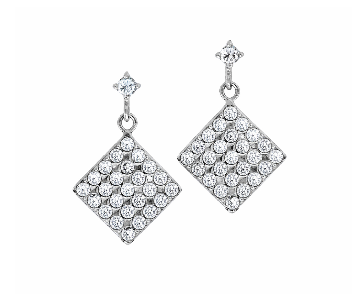 BOUCLES ARGENT LOSANGE - MB BOU139 - BIJOUX D'IMPORTATION