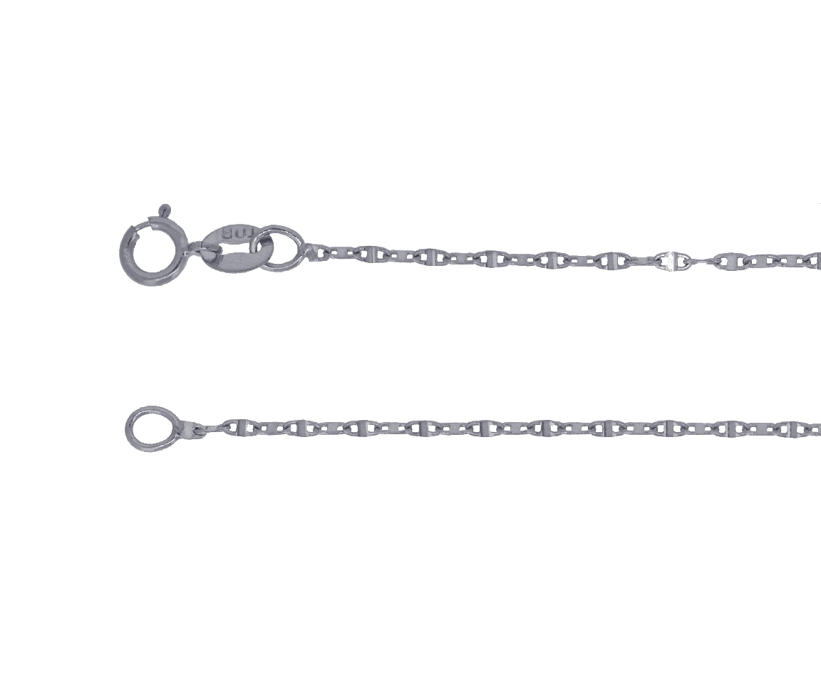 CHAINE 10K BL. 20'' PLAQUE OVALE - S FLP030W 20 - BIJOUX D'IMPORTATION