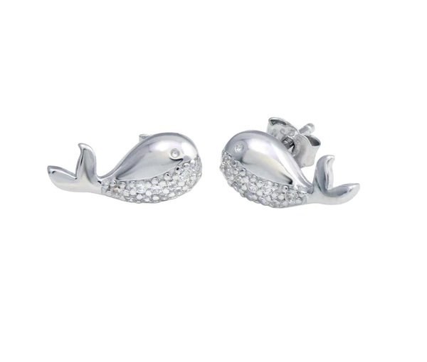 BOUCLES BALEINE EN ARGENT RHODIÉ SERTIES DE CUBIQUES ZIRCONIAS - SP STE01217 - BIJOUX D'IMPORTATION