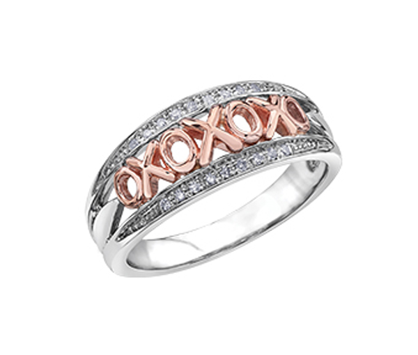 BAGUE EN OR 10K ROSE ET ARGENT SERTIE DE DIAMANTS - CR DD2886 - BIJOUX CANADIEN