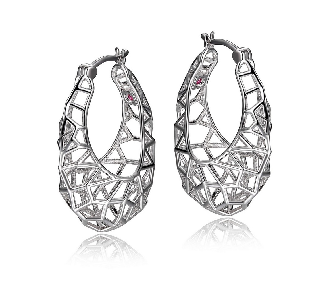 BOUCLES ANNEAUX AJOURÉES EN ARGENT RHODIÉ - PJ R2LC55A00J - ELLE