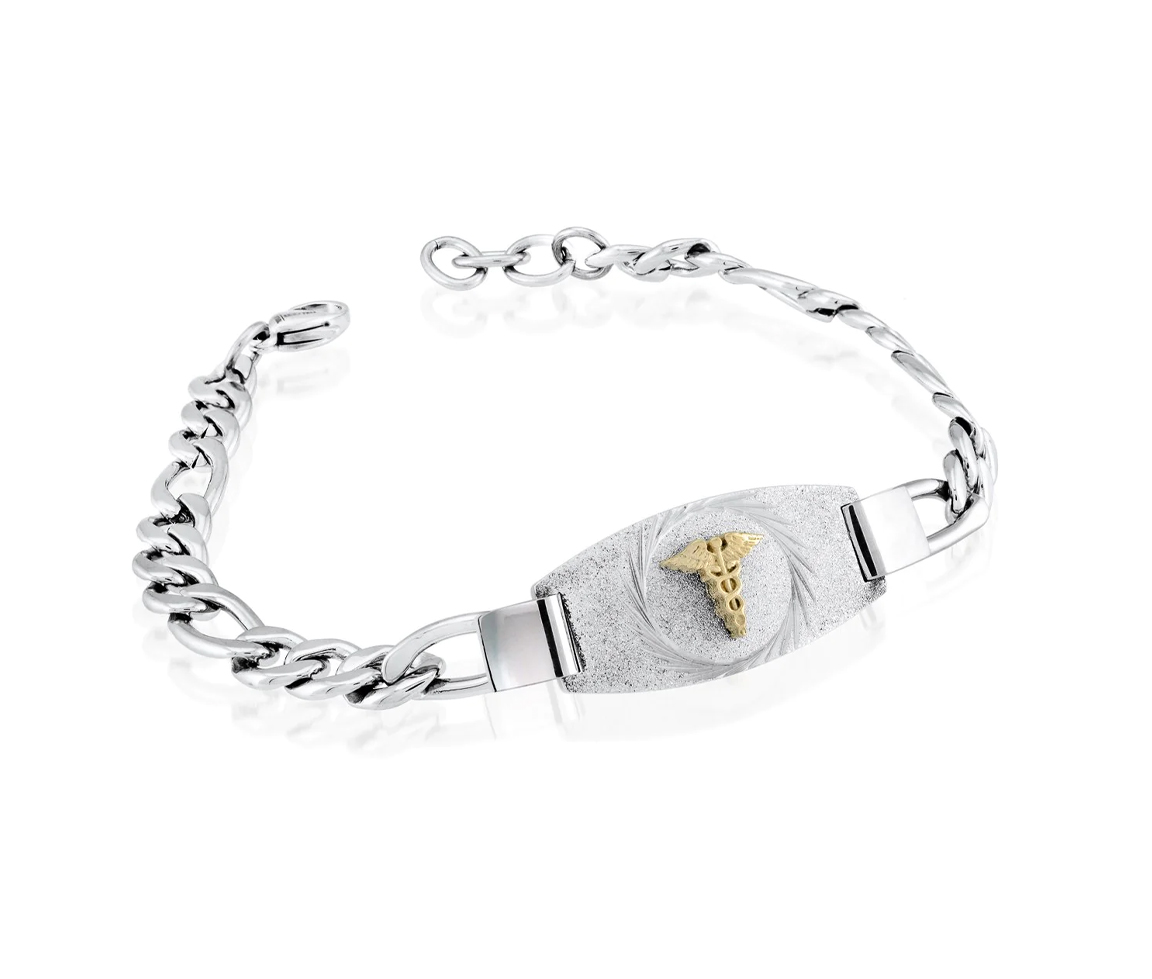 BRACELET MÉDICAL EN ACIER OU ACIER/PVD NOIR À MAILLE FIGARO - IG SMAB27 - ITALGEM