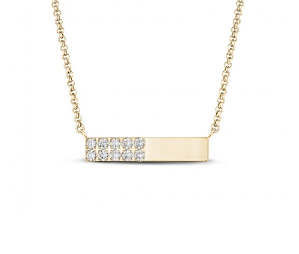 COLLIER BAR EN ACIER/PVD OR SERTI DE CUBIQUES ZIRCONIAS - AZ ZWN05/18 - AREZZO