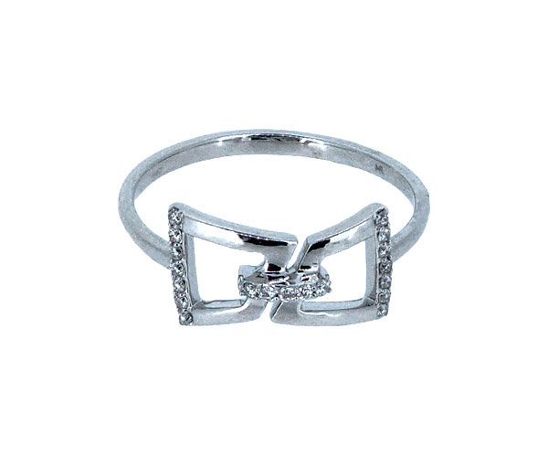 BAGUE EN OR BLANC SERTIE DE DIAMANTS - AM RN125358W - BIJOUX D'IMPORTATION