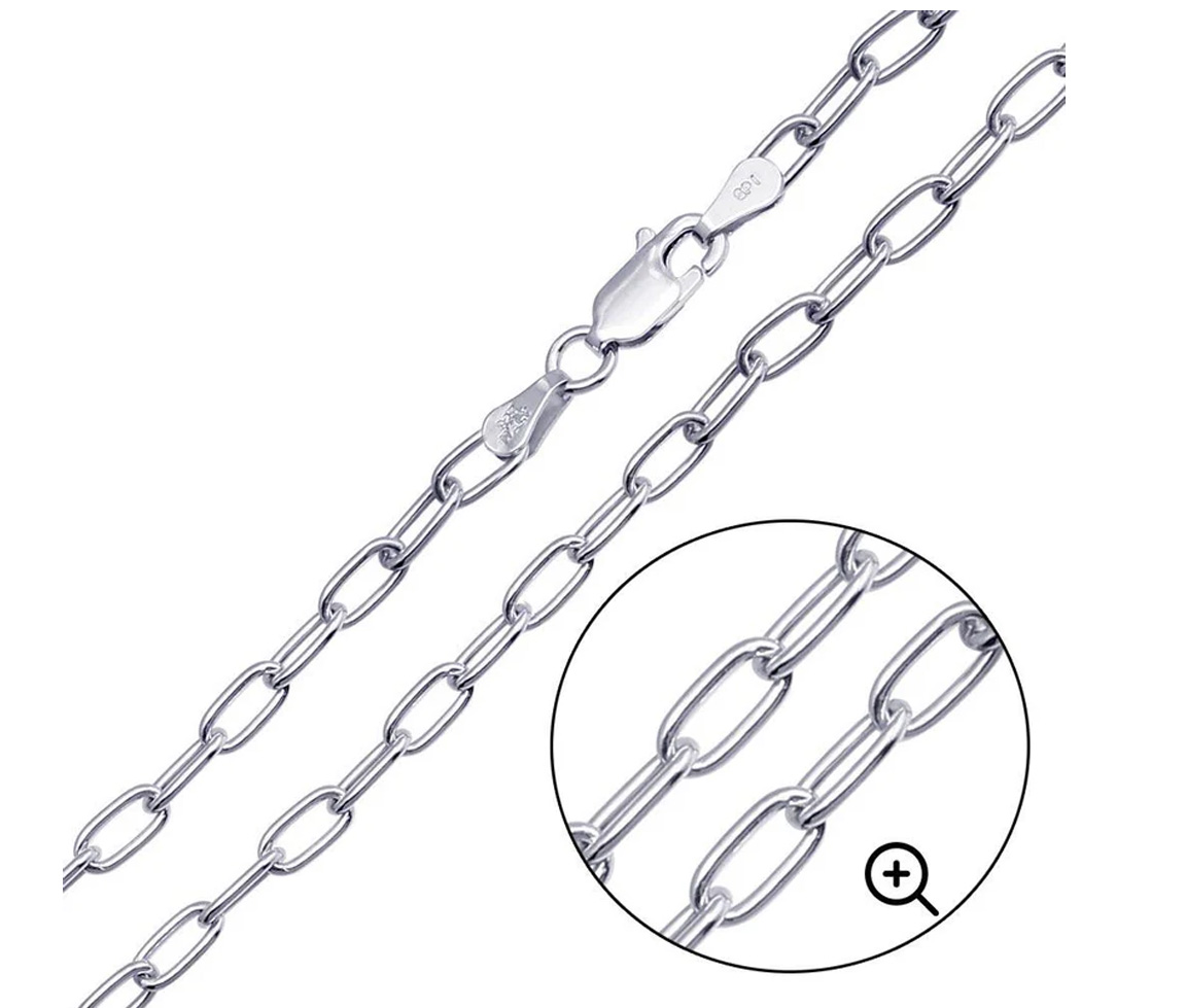 BRACELET EN ARGENT RHODIÉ À MAILLE PAPERCLIP - SP CH467RH07 - BIJOUX D'IMPORTATION