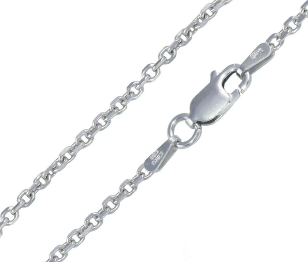 CHAINE EN ARGENT RHODIÉ À MAILLE ROLO TAILLE DIAMANT - SP CH223RH/18 - BIJOUX D'IMPORTATION