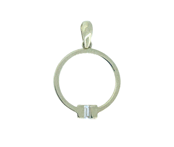 PENDENTIF CERCLE AJOURÉ EN OR JAUNE SERTI D'UN CUBIQUE ZIRCONIA BAGUETTE - MB PEN52 - BIJOUX D'IMPORTATION