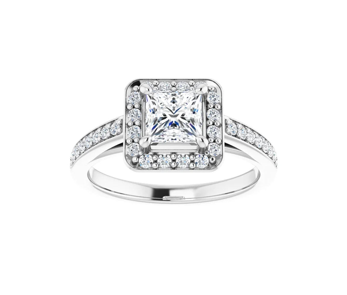 BAGUE EN OR 14K BLANC SERTIE D'UN DE DIAMANTS DE LABORATOIRE - ST 122873W70 - BIJOUX IMPORTATION