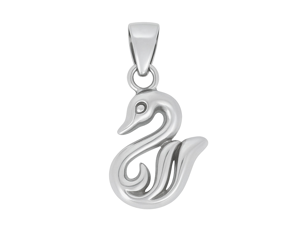 PENDENTIF CYGNE EN ARGENT RHODIÉ - MB PEN155 - BIJOUX D'IMPORTATION