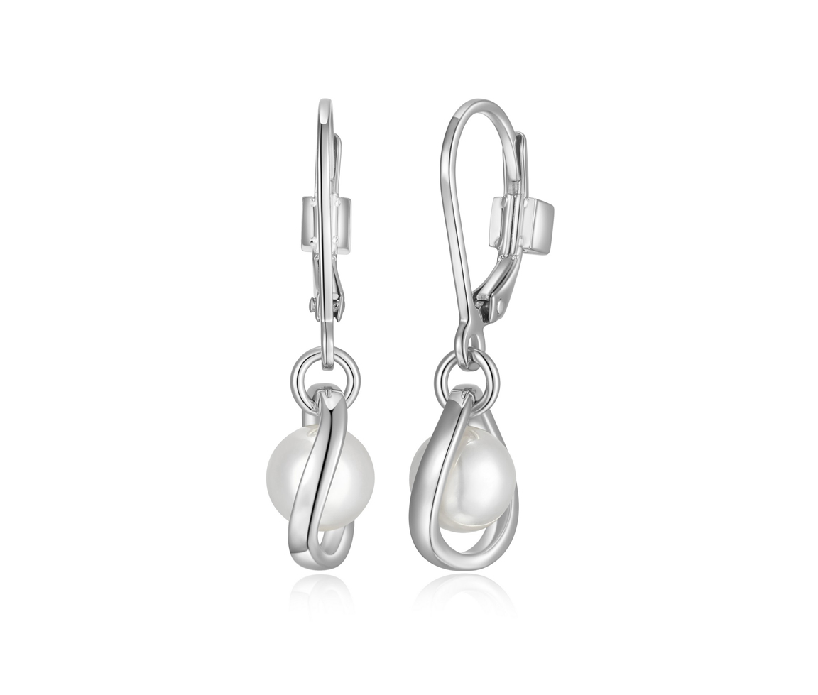 BOUCLES EN ARGENT RHODIÉ SERTIES DE PERLE DE CULTURE - PJ R2LCQE4503 - ELLE