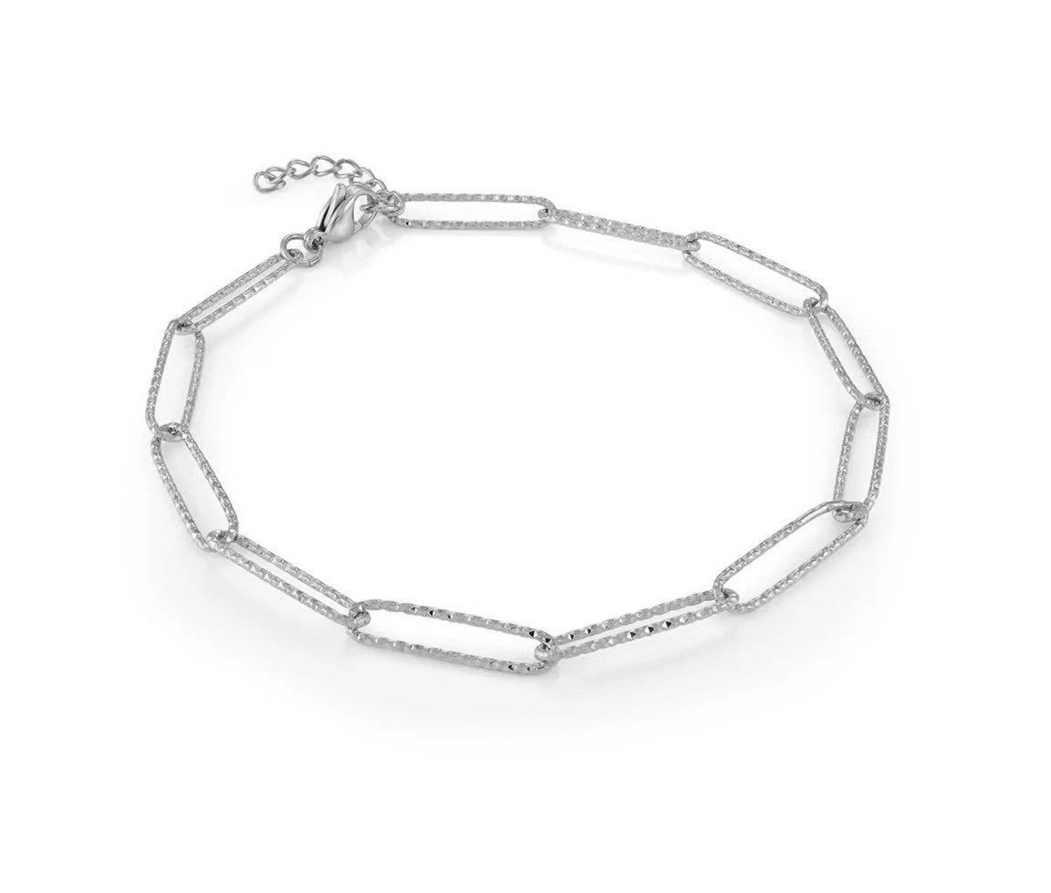 BRACELET PAPERCLIP TAILLÉ DIAMANT EN ACIER - IG SWB103 - VELORIA