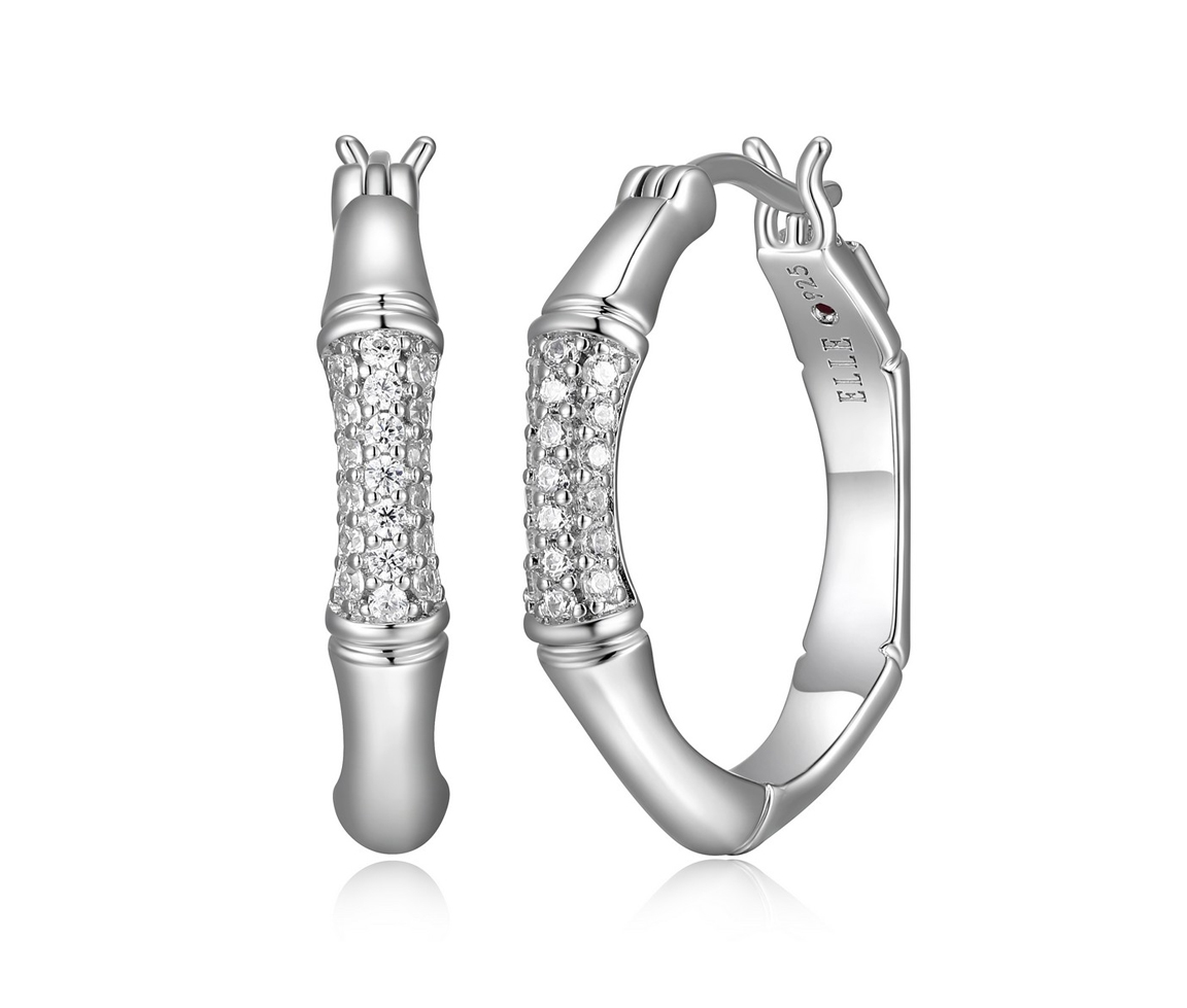 BOUCLES ANNEAUX EN ARGENT RHODIÉ SERTIES DE CUBIQUES ZIRCONIAS - PJ R2LCQR000J - ELLE