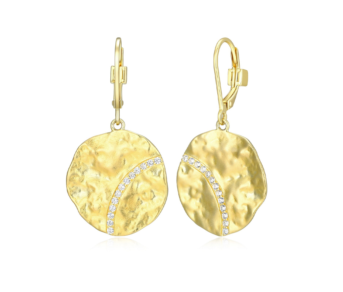 BOUCLES EN ARGENT/PVD OR SERTIES DE CUBIQUES ZIRCONIAS SUR ATTACHES FRANÇAISES - PJ 32LCTW0003 - ELLE