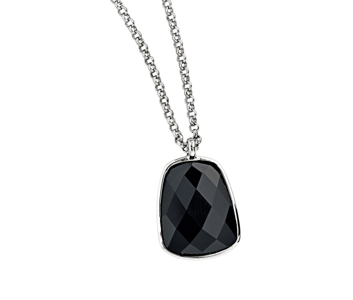 PENDENTIF ELLE AVEC AGATE NOIRE FACETÉE - PJ R0LAHF2748 - ELLE