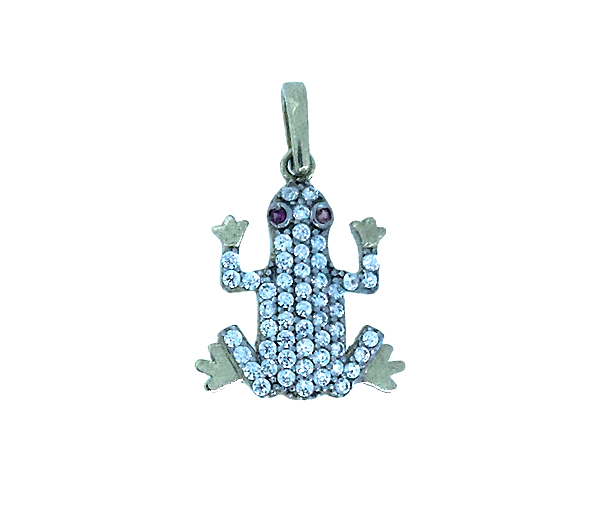PENDENTIF GRENOUILLE EN OR SERTI DE CUBIQUES ZIRCONIAS - MB ANIM19 - BIJOUX D'IMPORTATION
