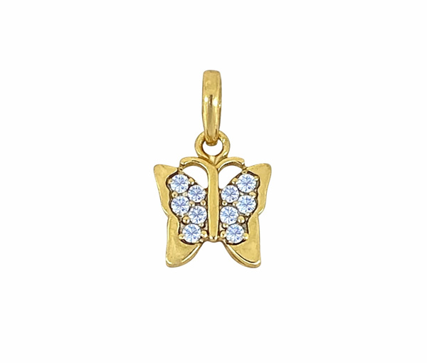 PENDENTIF PAPILLON EN OR JAUNE SERTI DE CUBIQUES ZIRCONIAS - MB ANIM20 - BIJOUX D'IMPORTATION
