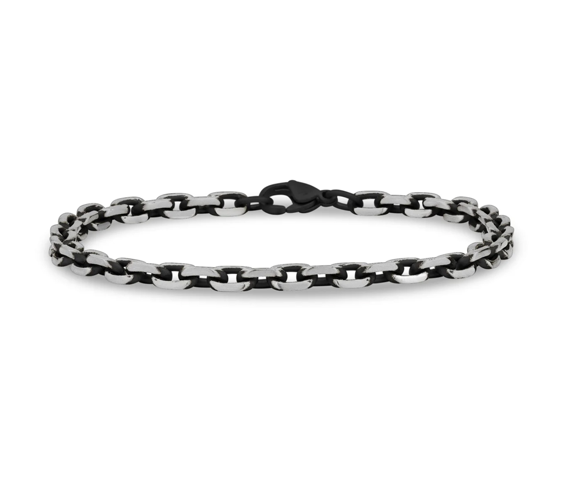 BRACELET EN ACIER/PVD NOIR 2 TONS À MAILLON D'ANCRAGE - AZ ASB334/08 - AREZZO