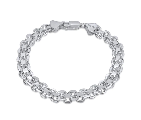 BRACELET EN ARGENT RHODIÉ À MAILLE DOUBLE - SP CHHB004 - BIJOUX D'IMPORTATION