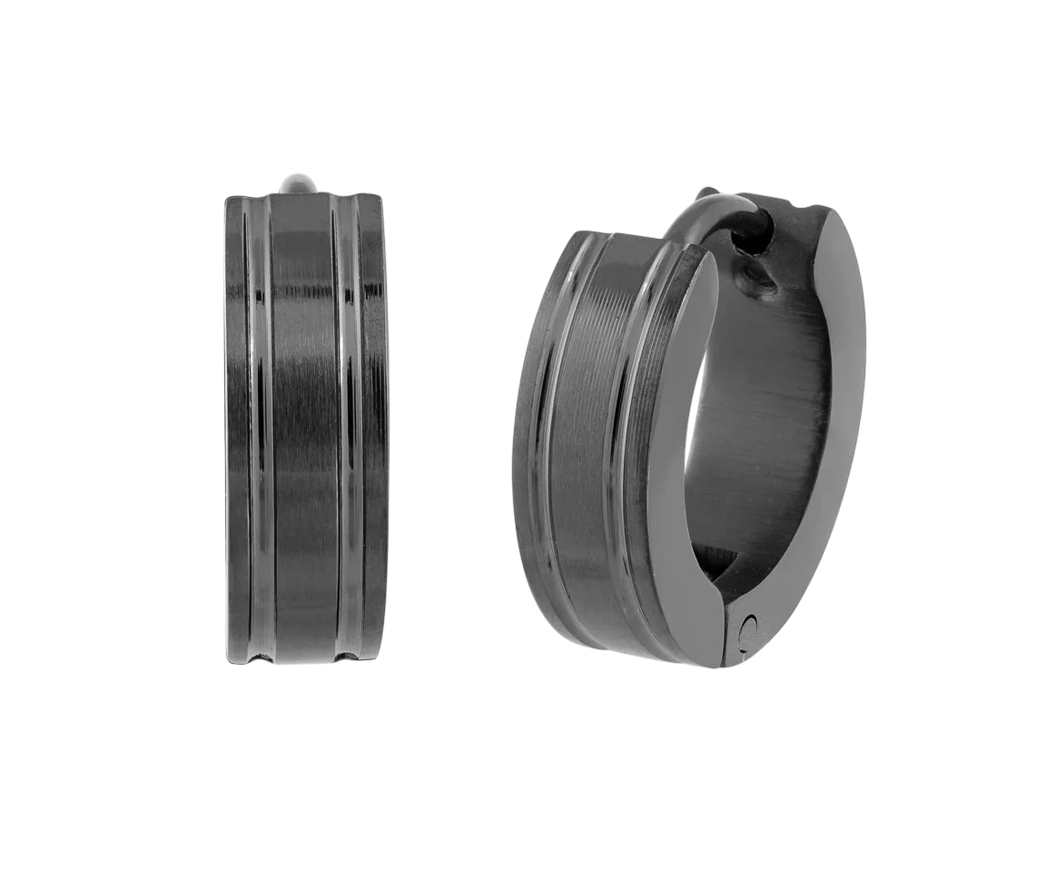 BOUCLES HUGGIES EN ACIER/PVD NOIR - IG SEA77 - ITALGEM