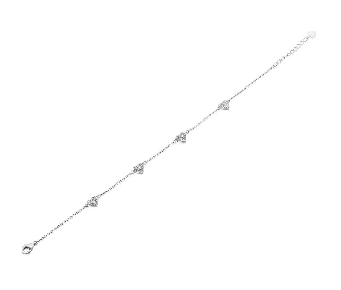 BRACELET COEURS À PAVÉ DE CZ - SP TGB00001 - BIJOUX D'IMPORTATION