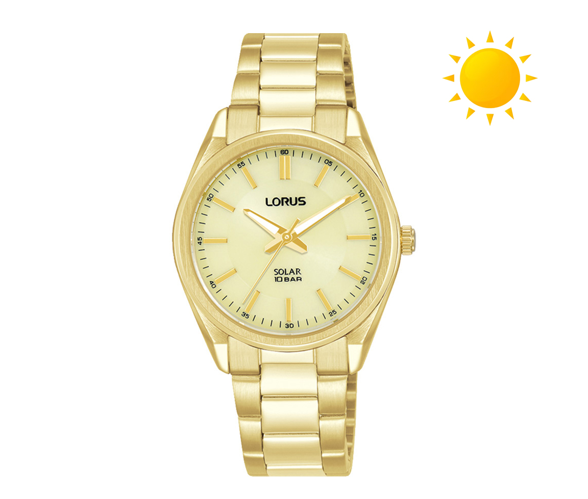 MONTRE LORUS POUR DAME SOLAIRE EN ACIER/PVD OR - SA RY516AX9 - LORUS