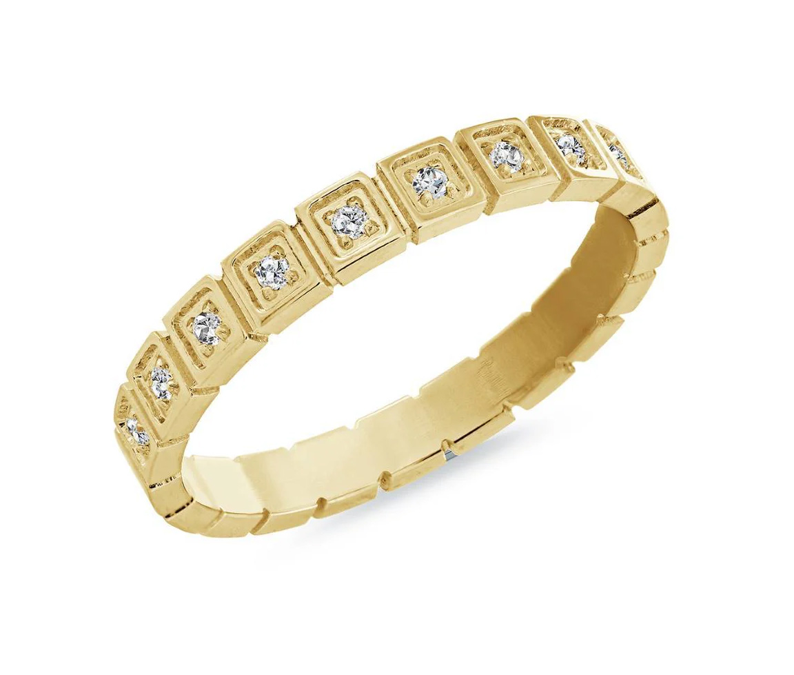 JONC SEMI-ÉTERNITÉ EN ACIER/PVD OR SERTI DE CUBIQUES ZIRCONIAS - IG SWR17/6 - VELORIA