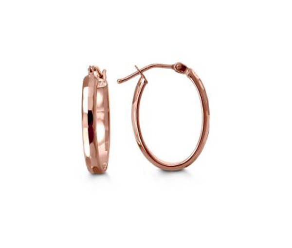 BOUCLES ANNEAUX OVALES EN OR 10K TAILLÉES DIAMANT - SY 1022C - BIJOUX D'IMPORTATION