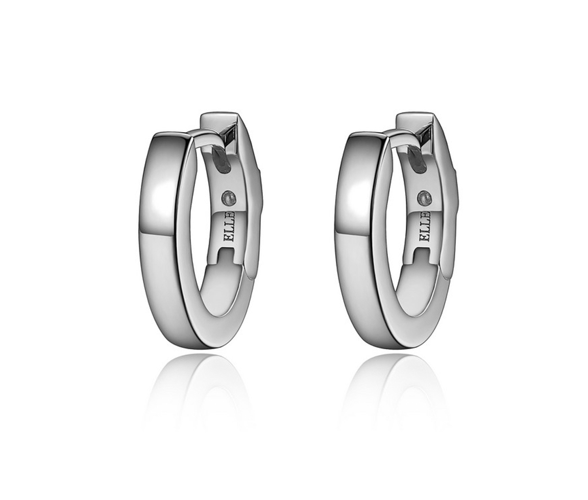 BOUCLES HUGGIES EN ARGENT RHODIÉ OVALES UNIES - PJ R2LC96A00N - ELLE