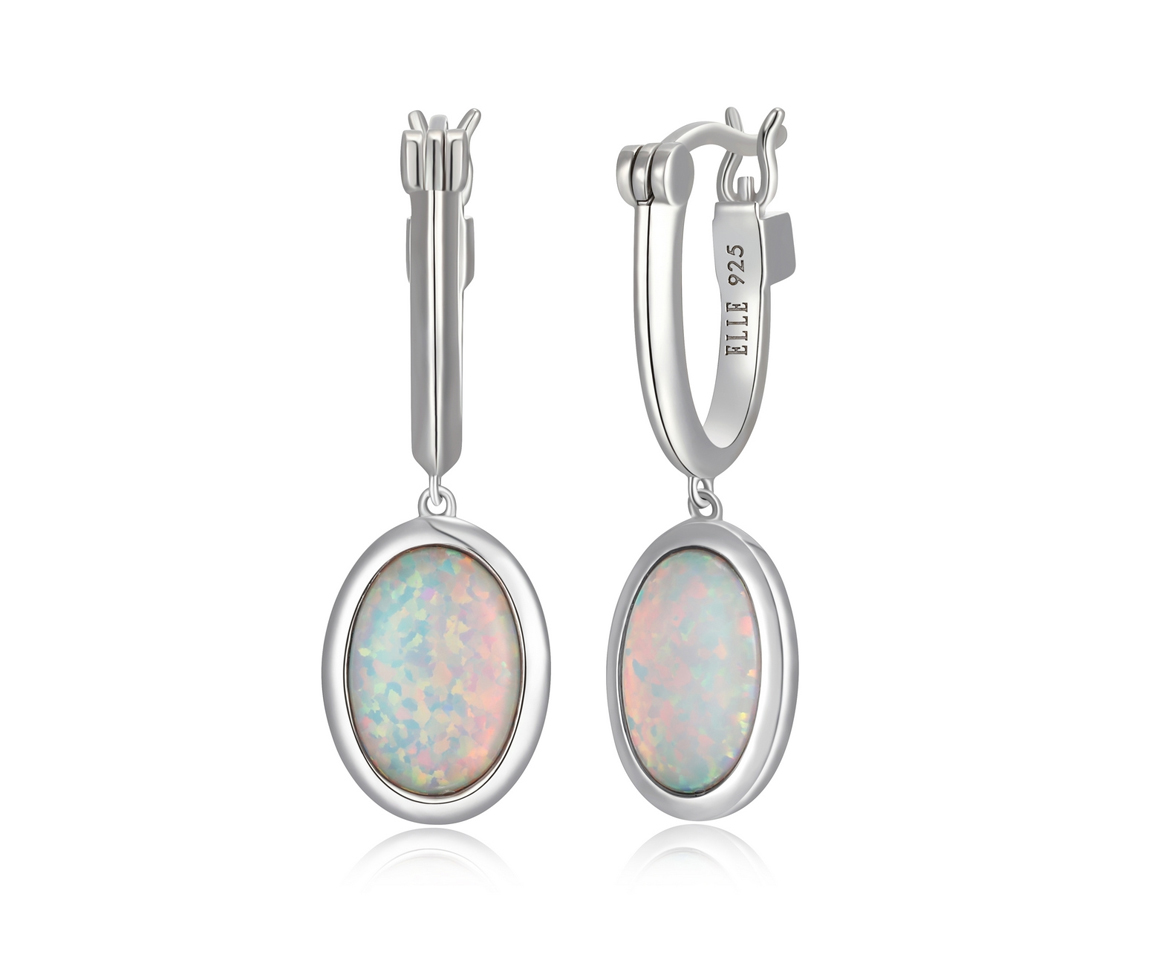 BOUCLES EN ARGENT RHODIÉ SERTIES D'OPALES DE LABORATOIRE - PJ R2LCPE390J - ELLE