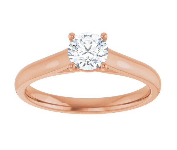 BAGUE STYLE SOLITAIRE EN OR ROSE SERTIE D'UN DIAMANT - ST 122440R60 - BIJOUX IMPORTATION