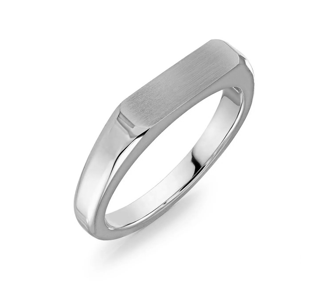 BAGUE CHEVALIÈRE RECTANGULAIRE EN ACIER BROSSÉ - IG SWR32/5 - ITALGEM