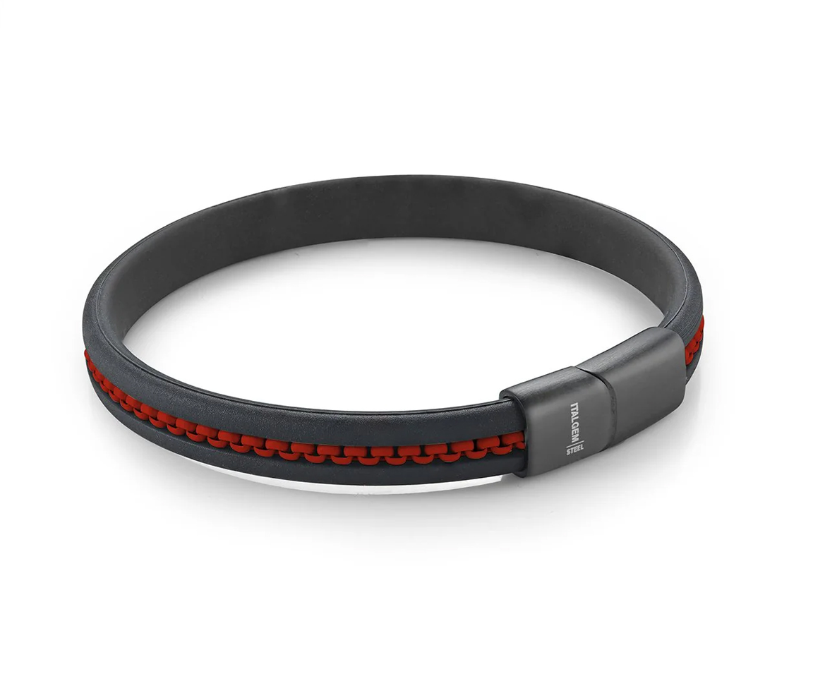 BRACELET EN SILICONE AVEC INSERTION CHAINE EN ACIER - IG SBR43/8 - ITALGEM