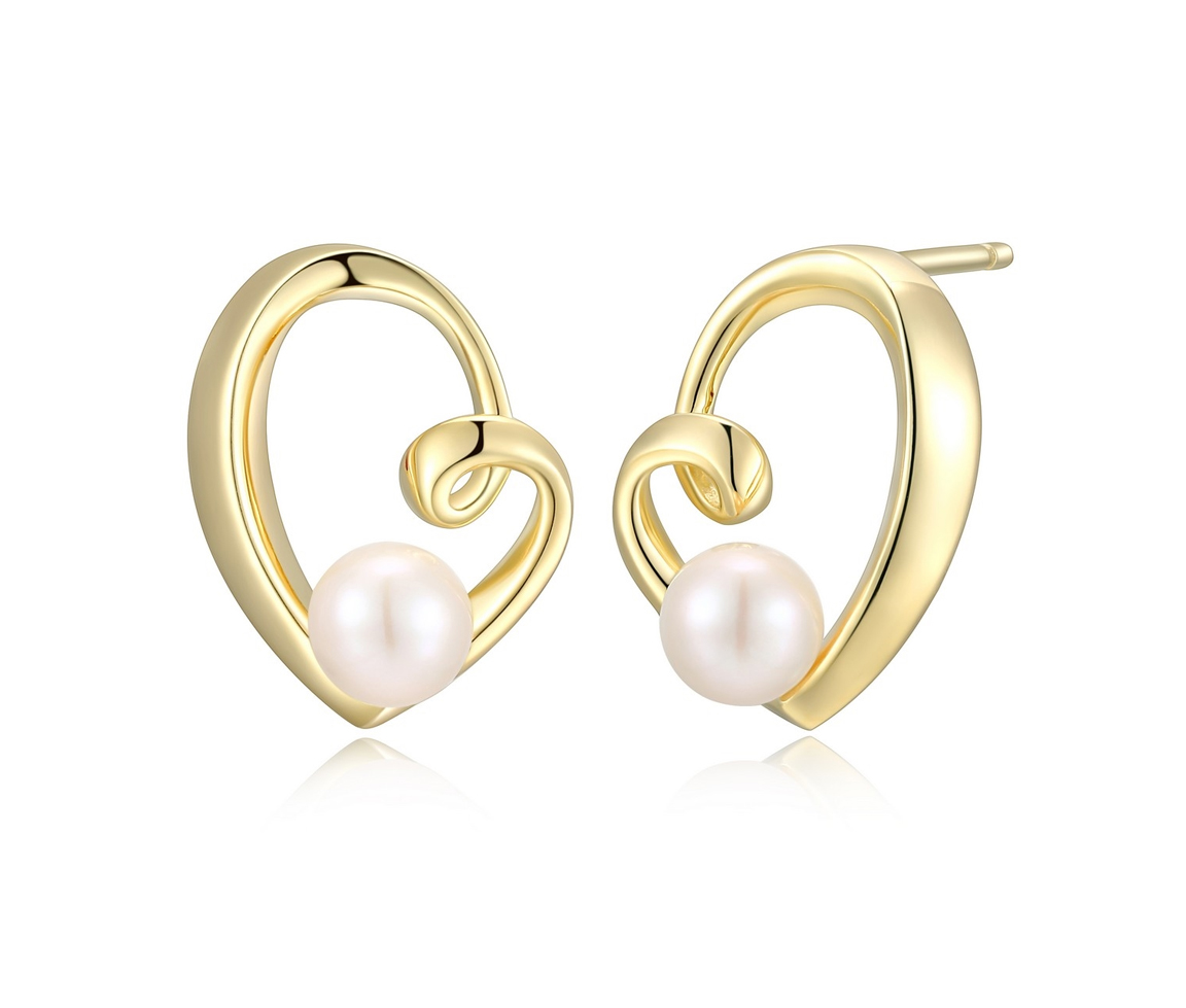 BOUCLES ELLE COEUR EN ARGENT/PVD OR SERTIES DE PERLES DE CULTURE - PJ 32LCR74558 - ELLE