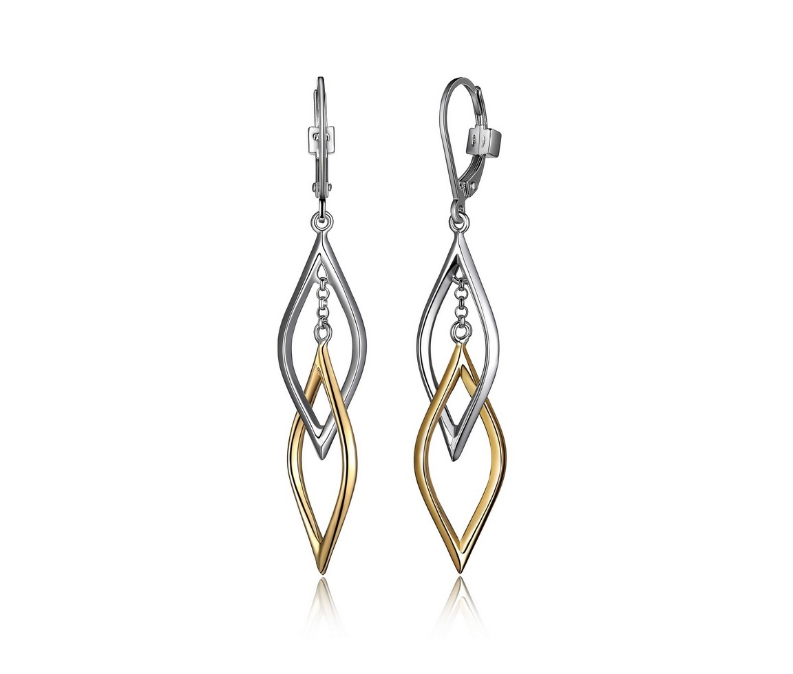 BOUCLES EN ARGENT RHODIÉ 2 TONS AVEC ATTACHES FRANÇAISES - PJ R2LC5HA003 - ELLE