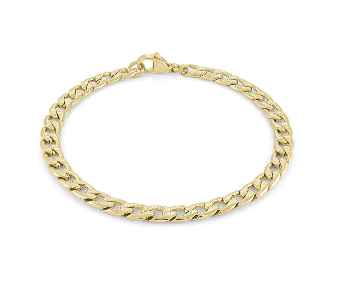 BRACELET EN ACIER/PVD OR À MAILLE GOURMETTE TAILLÉE DIAMANT - IG SYN57/7.25 - VELORIA