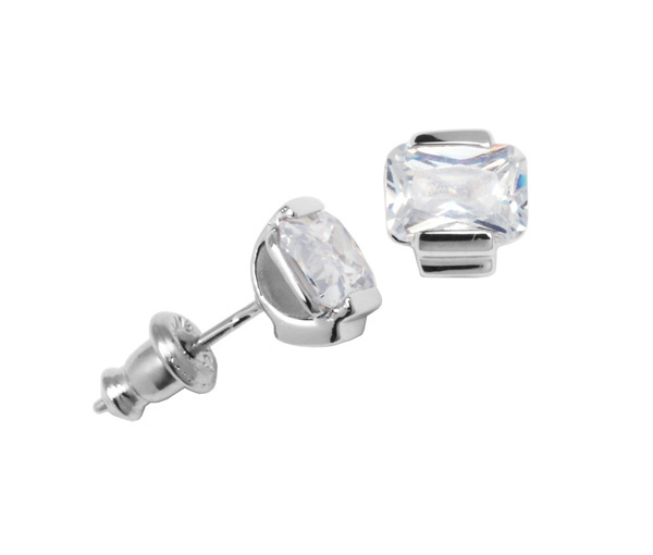 BOUCLES FIXES EN ARGENT RHODIÉ SERTIES DE CUBIQUES ZIRCONIAS - PJ 62L0520000 - ELLE