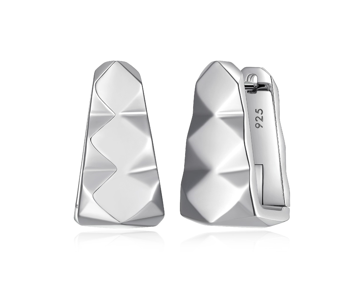 BOUCLES ANNEAUX TRIANGULAIRES MARTELÉES EN ARGENT RHODIÉ - PJ R2LCS3A0ZZ - ELLE