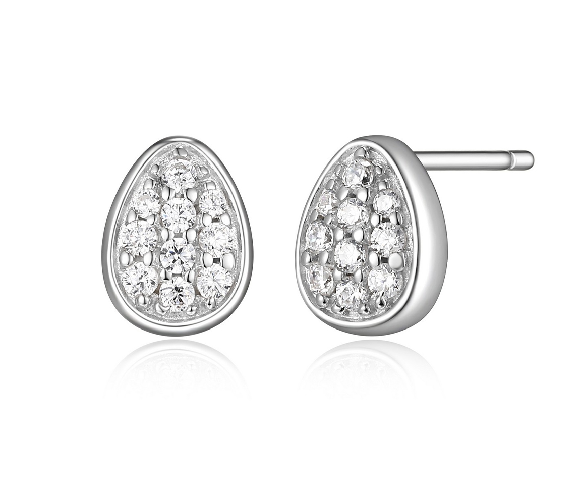 BOUCLES ELLE EN ARGENT RHODIÉ GOUTTE AVEC PAVÉ DE CUBIQUES ZIRCONIAS - PJ R2LCJ70058 - ELLE