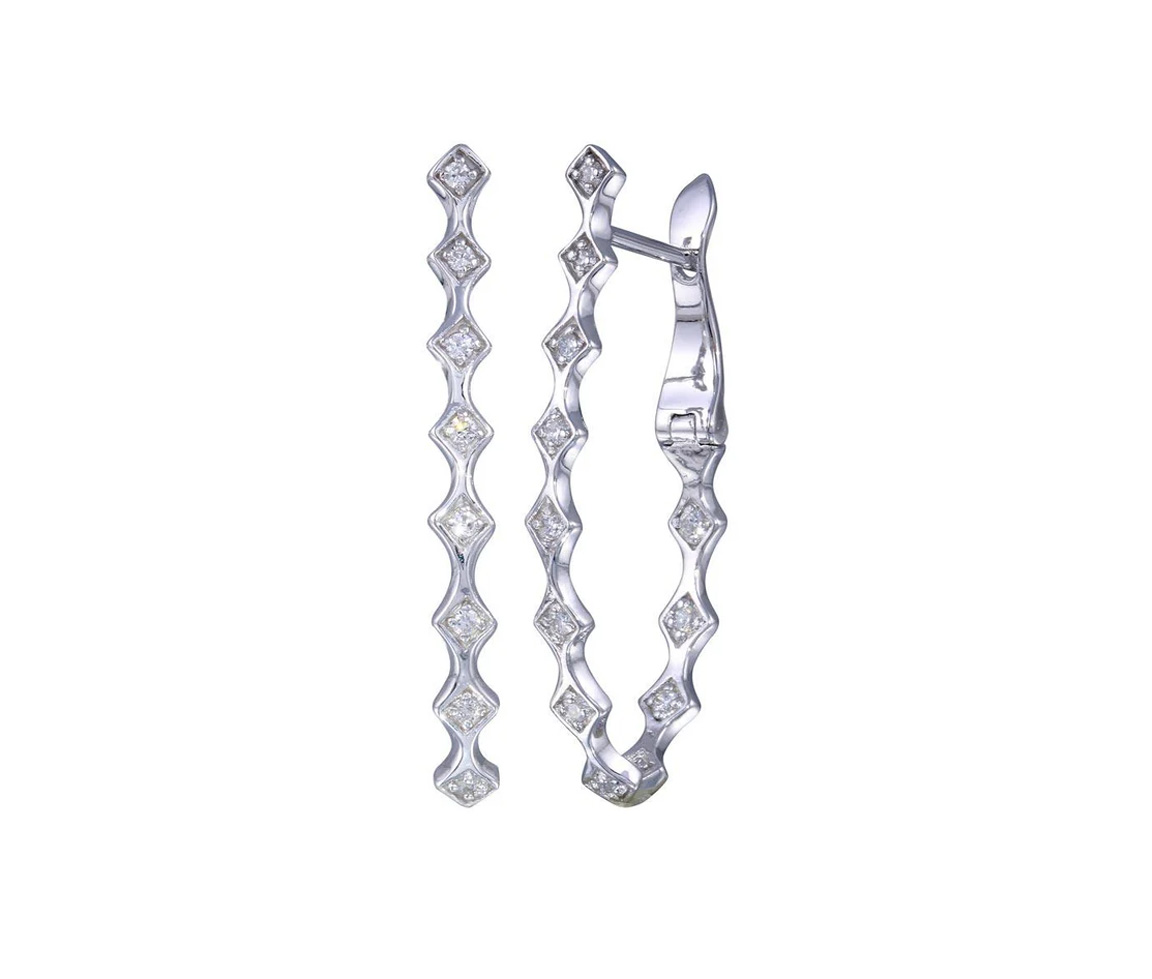 BOUCLES ANNEAUX OVALES EN ARGENT RHODIÉ SERTIES DE CUBIQUES ZIRCONIAS - SP BGE00451 - BIJOUX D'IMPORTATION