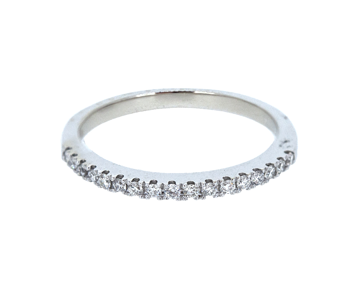 JONC SEMI-ÉTERNITÉ EN OR 14K BLANC SERTI DE DIAMANTS - S LR0759W - BIJOUX D'IMPORTATION