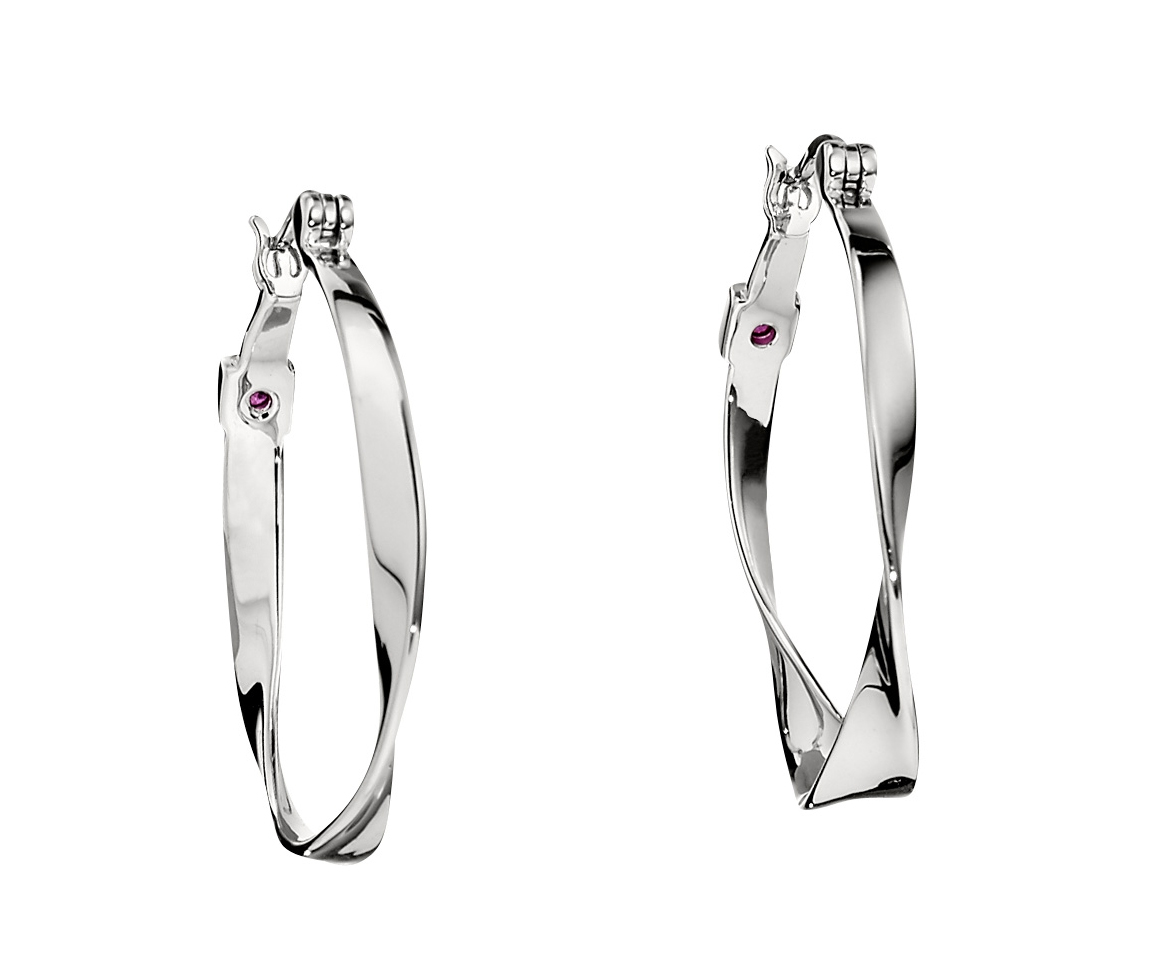 BOUCLES ELLE ANNEAUX EN ARGENT RHODIÉ TWISTÉES - PJ R2LAEDA00K - ELLE