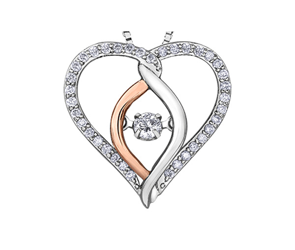 Pendentif Cœur en Or 10k avec diamant canadien dansant - CR AM388 - DIAMANT CANADIEN