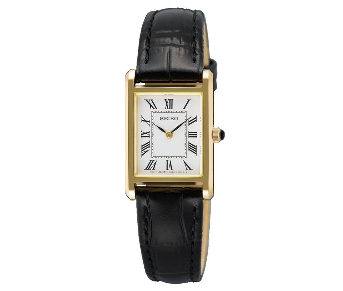 MONTRE RECTANGULAIRE SEIKO AVEC BRACELET DE CUIR - SA SWR108P1 - SEIKO