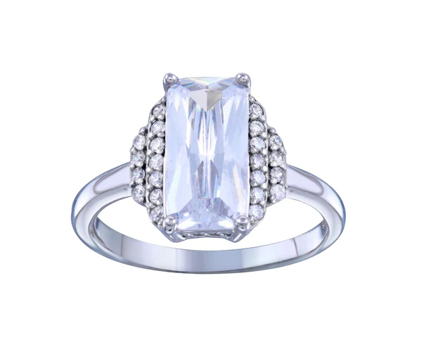 BAGUE EN ARGENT RHODIÉ SERTIE DE CUBIQUES ZIRCONIAS - SP STR01139/5 - BIJOUX D'IMPORTATION