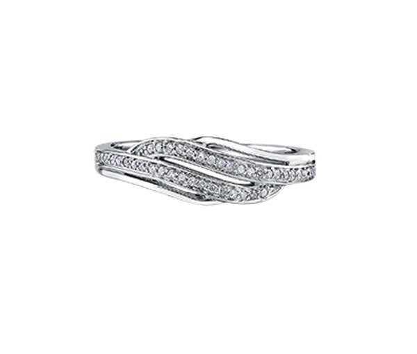 BAGUE EN OR 10K BLANC SERTIE DE DIAMANTS - CR DD2931W - BIJOUX CANADIEN
