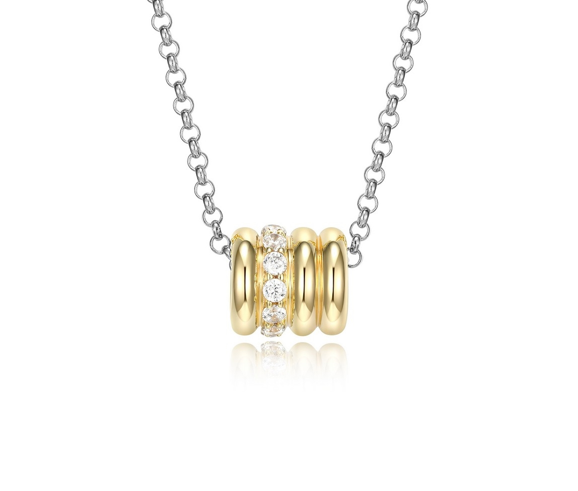 COLLIER EN ARGENT RHODIÉ/PVD OR 2 TONS BILLOT SERTI DE CUBIQUES ZIRCONIAS - PJ R0LBYX9646 - ELLE